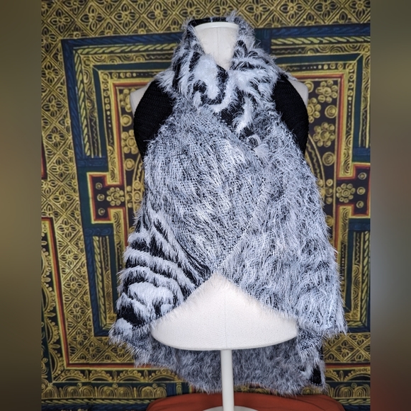 SIONI Mixed Print Sweater Cardigan Jacket Vest Size Small / Medium - Picture 6 of 8